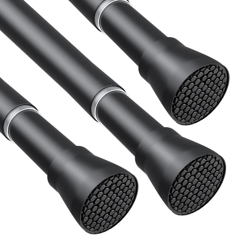 ZipGlo Tension Curtain Rod Black Tension Rod 28 To 48 Inch Spring Curtain Rod Non Slip Tension Rods 3pcs For Windows No Drilling Adjustable Tension Rods of Curtain Window Closet Kitchen Wardrobe - Image 1